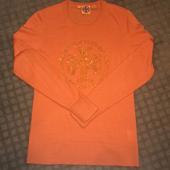 Tory Burch Sweaters - EMBELLISHED TORY BURCH LOGO MERINO WOOL SWEATER